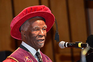 Newly-appointed Unisa Chancellor Thabo Mbeki delivers his inaugural speech