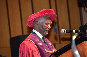 Newly-appointed Unisa Chancellor Thabo Mbeki delivers his inaugural speech