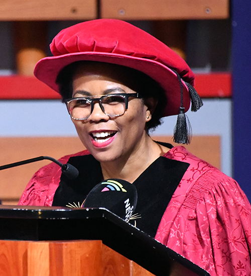 Prof Puleng LenkaBula’s enthusiasm and energy were contagious as she delivered the main address