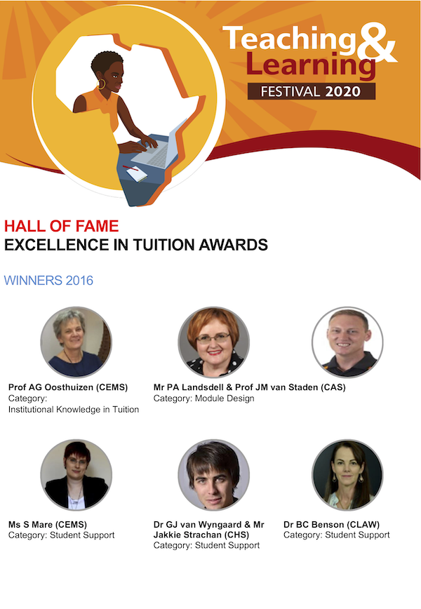 HALL OF FAME - EXCELLENCE IN TUITION AWARDS