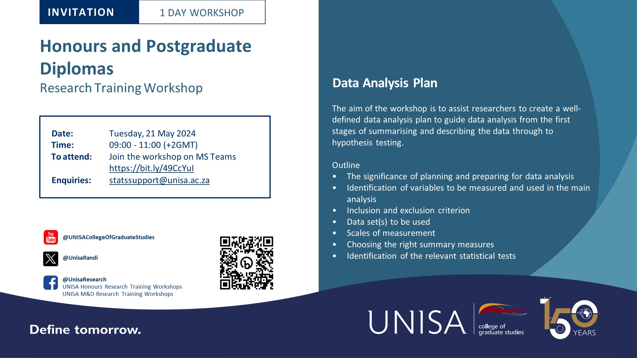 Honours and postgraduate diploma research training workshop: 'Data ...