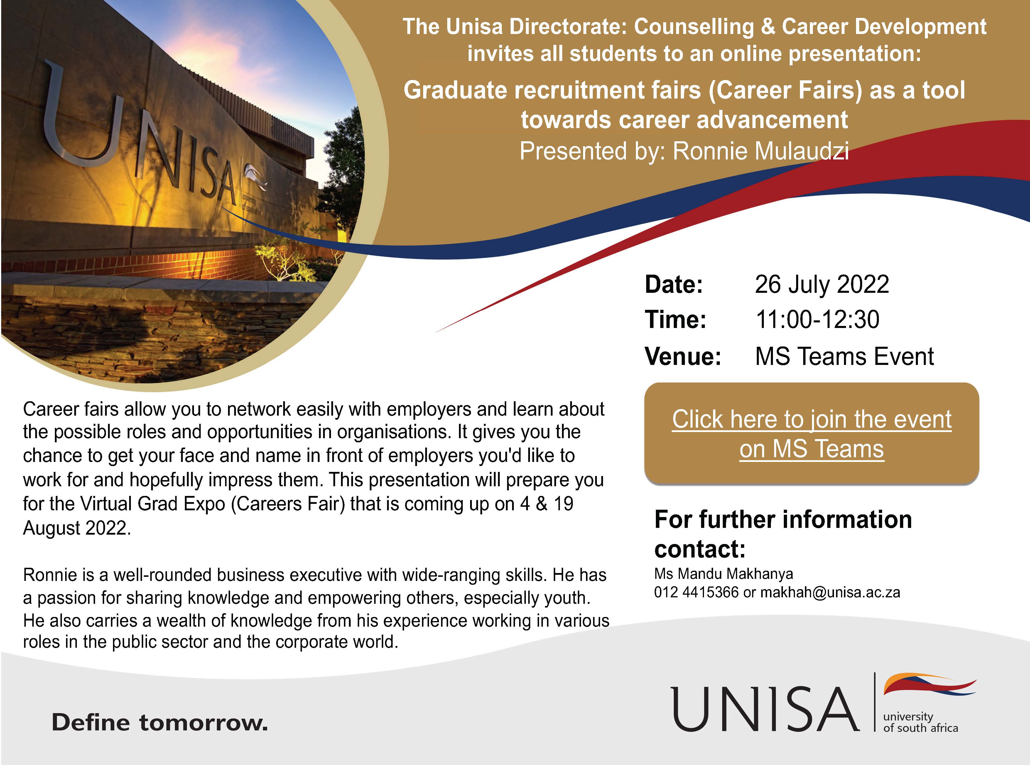 Online presentation Graduate recruitment fairs (Career Fairs) as a